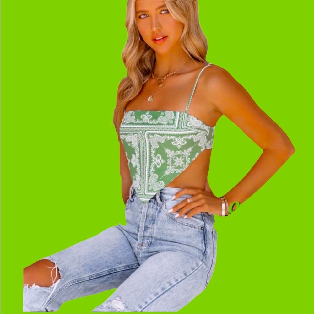 Printed Paisley Scarf Top, M, L - Picture 1 of 12